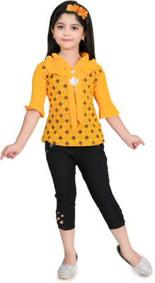 AsSahanaraDresses Girls Party(Festive) Top Pant(YELLOW)