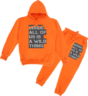 FABVIO PLUS Boys & Girls Casual Sweatshirt Sweatpant(Orange)