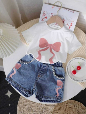 ELPIXIE FASHION Baby Girls Party(Festive) Top Shorts(WHITE)