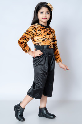 GLAMOUR WORLD GARMENTS Girls Party(Festive) Top Pant(gold)