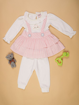 V-MART Baby Girls Casual Top Legging(Pink)