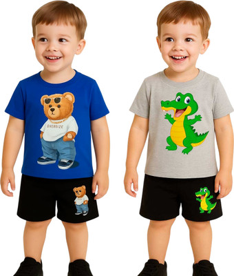 SEGRO Baby Boys & Baby Girls Casual T-shirt Shorts(ROYAL, GREY)