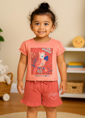 Zeal G Baby Girls Casual Top Shorts(Peach)