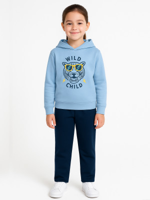 Hellcat Girls Casual Sweatshirt Track Pants(Blue/Navy Blue)