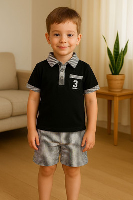 peeloo Baby Boys Casual T-shirt Shorts(BLACK, WHITE, MULTY)