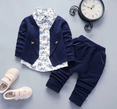KHODIYAR FASHION Boys Festive & Party Blazer and Pant Set(Blue Pack of 1)