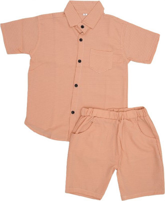 ZIKIGO Baby Boys & Baby Girls Casual Shirt Shorts(Peach)