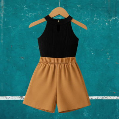 RIYANSHI Girls Casual Top Skirt(Black, Brown)