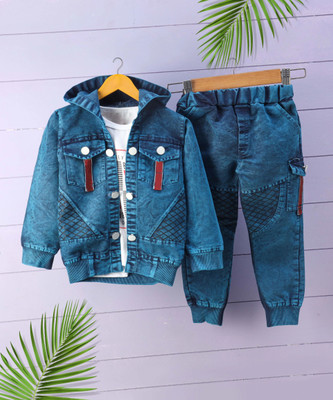 Shirazi Kids Boys Casual Jacket Jeans(BLUE)