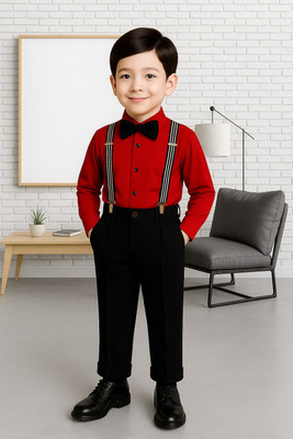 Bleckz Someck Boys Party(Festive) Shirt Pant(Red)