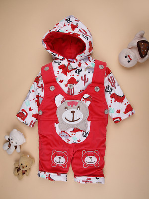 V-MART Baby Boys Casual T-shirt Dungaree(Red)