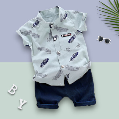 LittleRebel Baby Boys & Baby Girls Casual Shirt Shorts(MORPANKH_SKY_BLUE)