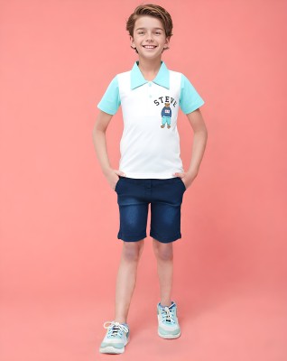 TOONYPORT Boys Casual T-shirt Shorts(White)