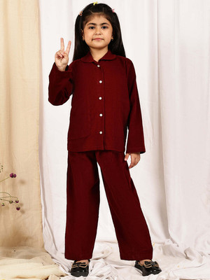 NEUDIS Girls Casual Jacket Trouser(Maroon)