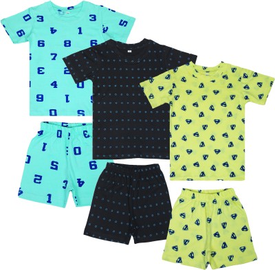 Ayvina Boys & Girls Casual T-shirt Shorts(Black,Lemon,Seagreen)