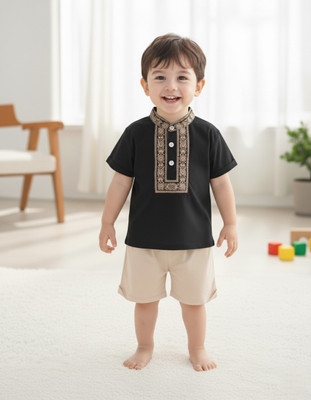 Delta Fashion Baby Boys & Baby Girls Casual T-shirt Shorts(Black)