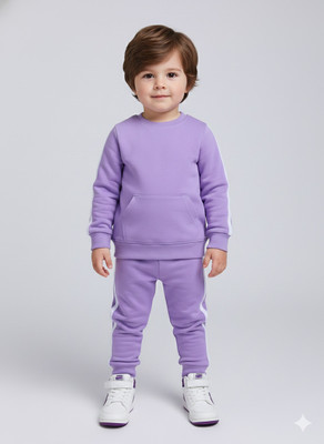 Chandrika Boys Casual T-shirt Track Pants(PURPLE)