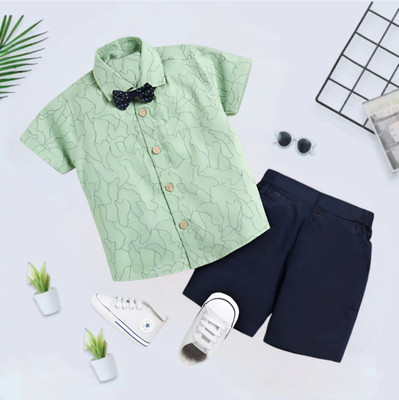 Woxaa Boys Party(Festive) Shirt Shorts(1004 green blue)