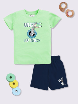 YK X Minute Mirth Boys & Girls Ben 10 Casual T-shirt Shorts(Green)