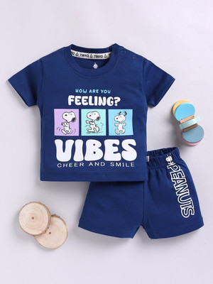 YK X Tinyo Baby Boys Casual T-shirt Shorts(Navy Blue)