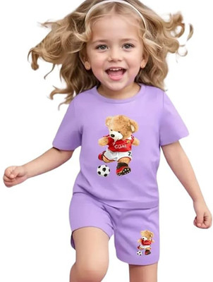 ASHRA TRENDING Baby Boys & Baby Girls Casual T-shirt Shorts(Multicolor)