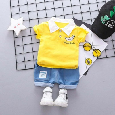 Dulali Baby Boys & Baby Girls Party(Festive) T-shirt Pant(Yellow, Blue)