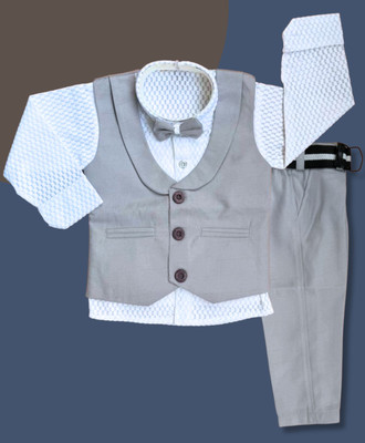 Qutie Ninja Baby Boys Party(Festive) Waistcoat Pant(SILVER TRANSP)