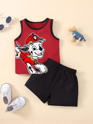 psv fashion Boys Casual Vest Shorts(Red_Black 2)