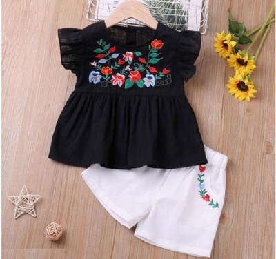 Cutevibe Baby Girls Party(Festive) Top Pant(BLACK)