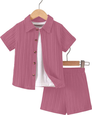 Lkcreation Boys Party(Festive) Shirt Shorts(Baby Pink)