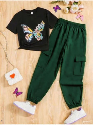 ayat Girls Casual T-shirt Pant(green)