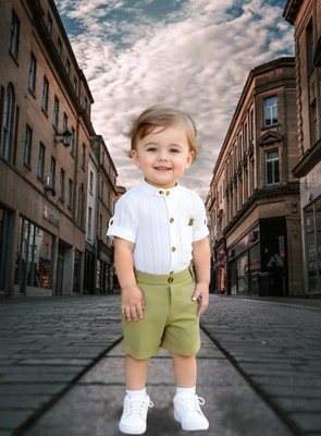 RIYANSHI Boys Casual Shirt Pant(Green)