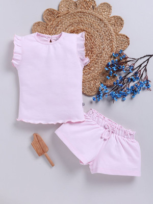 YK X Tinyo Boys & Girls Casual Top Shorts(Pink)