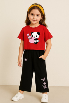 Lukonn Girls Kung Fu Panda Casual T-shirt Pyjama(Multicolor 5)