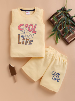 LACKii DOLL Boys & Girls Casual T-shirt Shorts(Yellow)