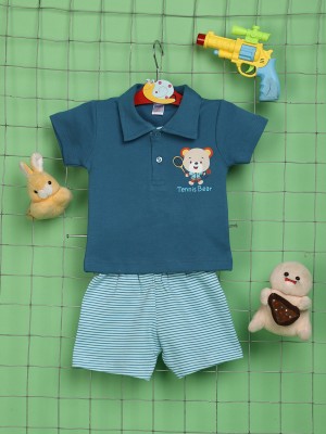 V-MART Baby Boys & Baby Girls Casual T-shirt Shorts(Blue)