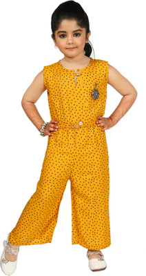 CHANDRIKA LIFESTYLE Polka Print Girls Jumpsuit