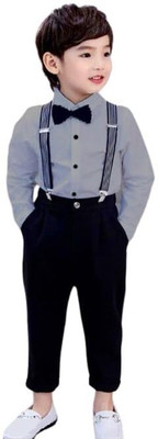 ZIKIGO Dungaree For Baby Boys Party Solid Cotton Blend(Grey, Pack of 1)