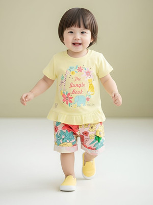 BABY'S DAY Baby Girls Casual Top Shorts(Lemon)