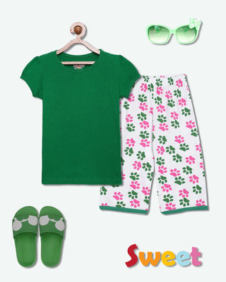 SINI MINI Girls Casual Pyjama Sleepsuit(BGN_FOOT)