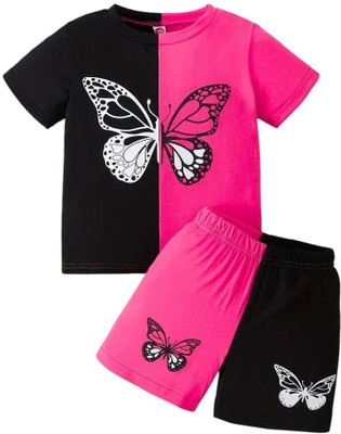 KEESOR Girls Casual T-shirt Shorts(PINK)