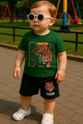 Eden Baby Boys & Baby Girls Casual T-shirt Shorts(Green, Black)