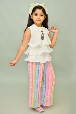 Sonia Mumbai Girls Party(Festive) Top Pant(White)