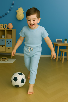 LILASTEX Boys & Girls Casual T-shirt Pant(Sky)