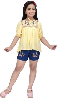 Afiah Fashion Baby Girls Casual Top Pant(Yellow)
