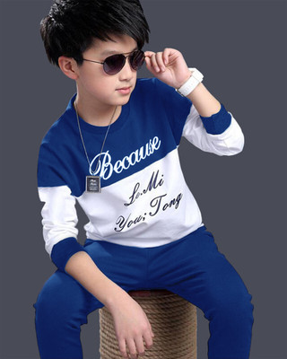 Azy Fabrics Boys Casual T-shirt Track Pants(Royalblue_8530)