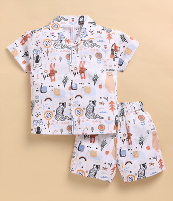 TOONYPORT Boys & Girls Casual Shirt Shorts(White, Beige, Black)