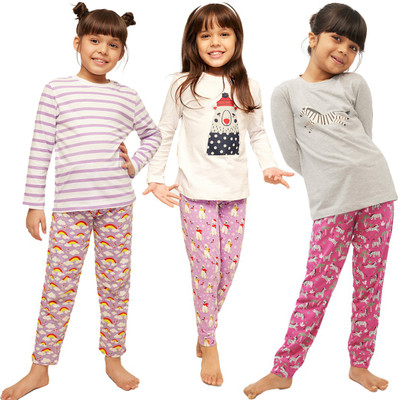 Frangipani Girls Casual T-shirt Track Pants(Multi-Color)