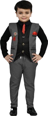 Avarniyam Boys Party(Festive) Dress Jacket, Shirt, Pant(BLACK)