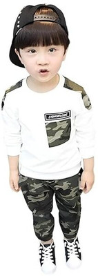 JEKESHVI Baby Boys & Baby Girls Party(Festive) T-shirt Track Pants(WHITE)